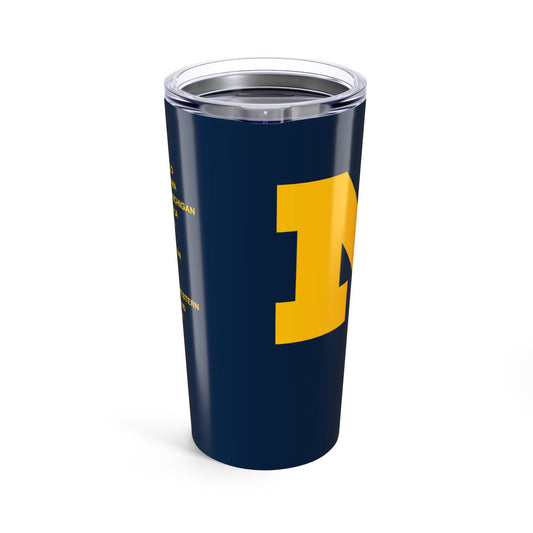 Michigan 2025 Schedule Tumbler 20oz