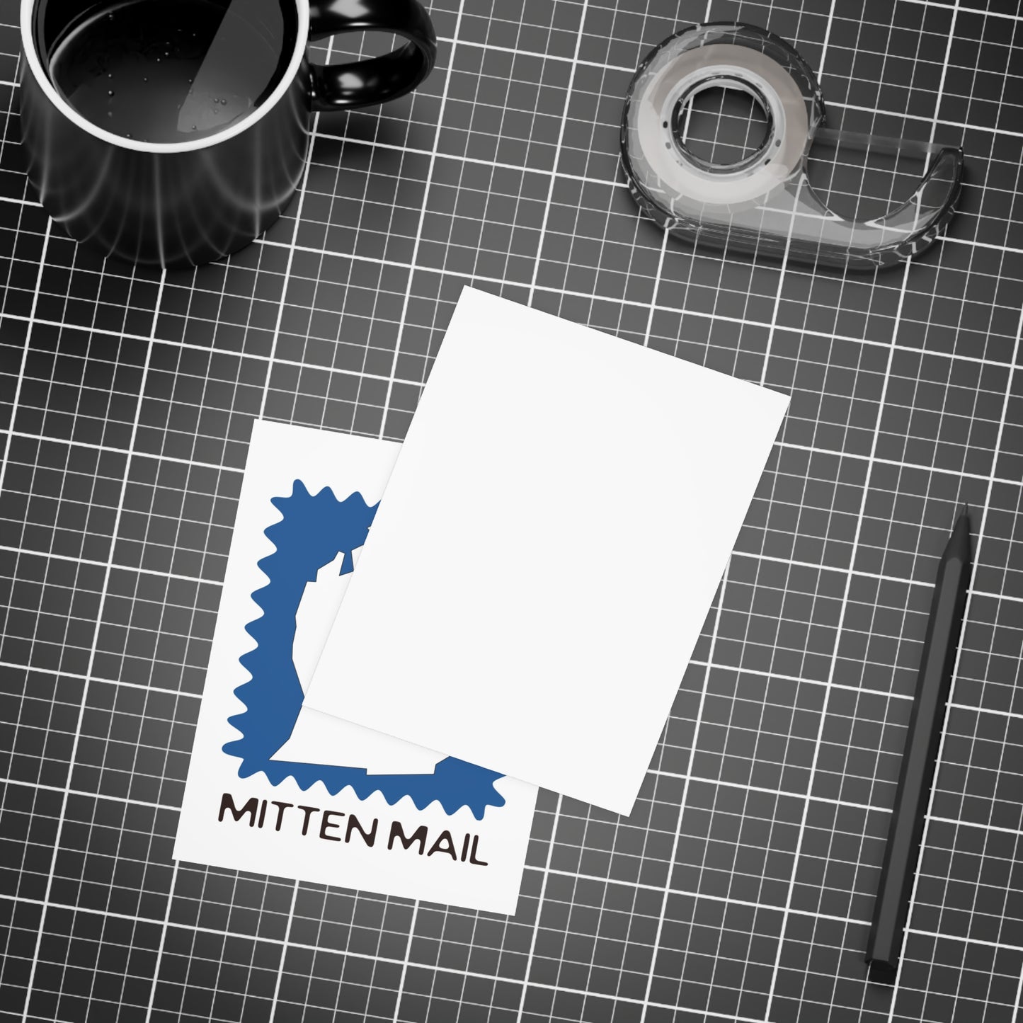 Michigan | Mitten Mail Blue Stamp Design | Home State Greeting Card