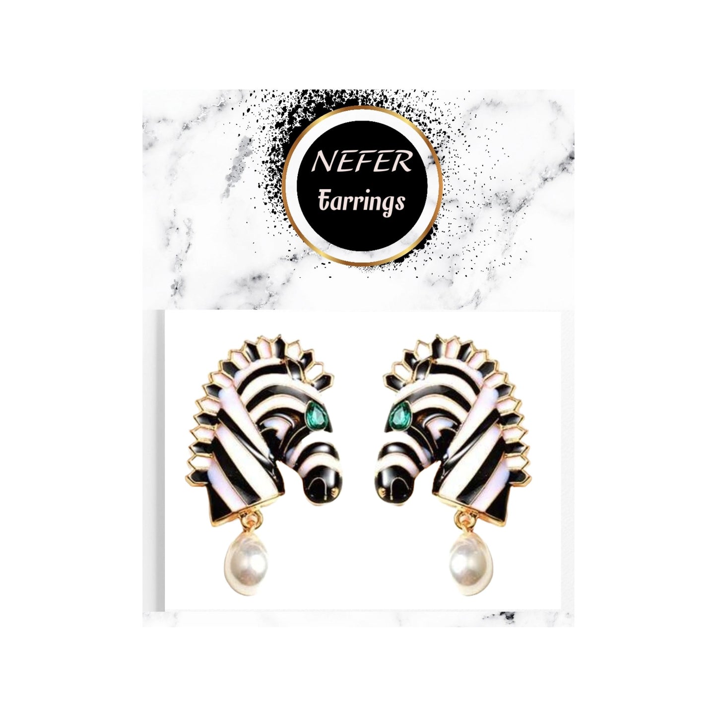 Zebra Design Drop Earrings | Rhinestone Lightweight Earrings | Sparkle Earrings