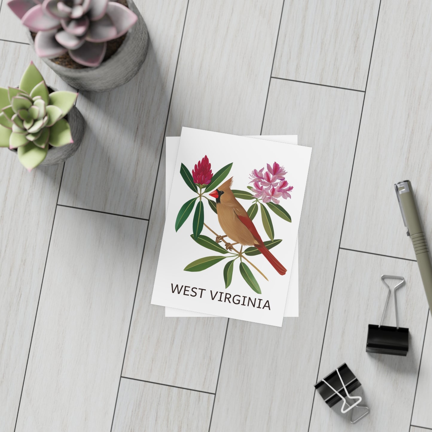 West Virginia | Cardinal & Rhododendrons | Home State Greeting Card