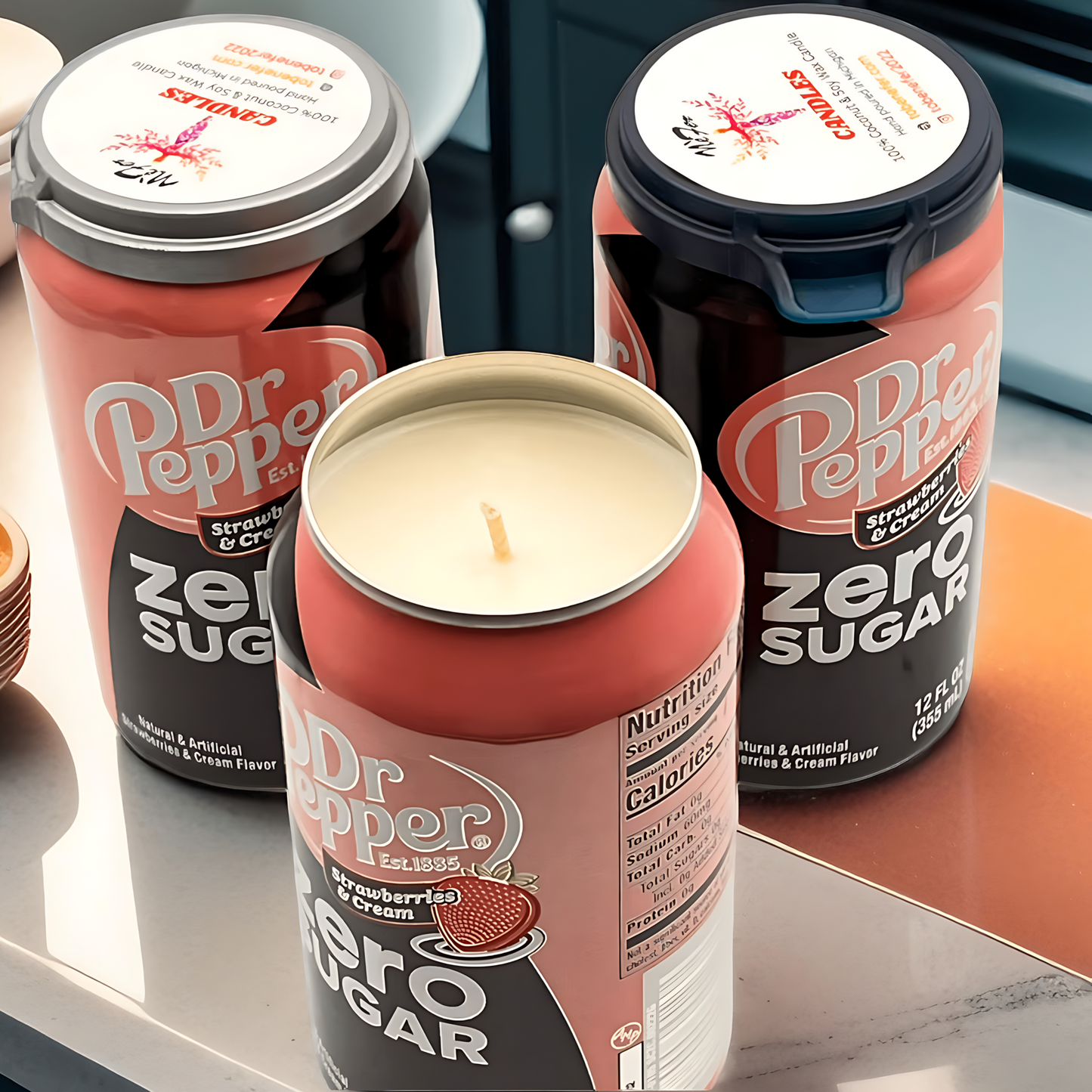 Dr Pepper Strawberries & Creme Zero Sugar Can Candle