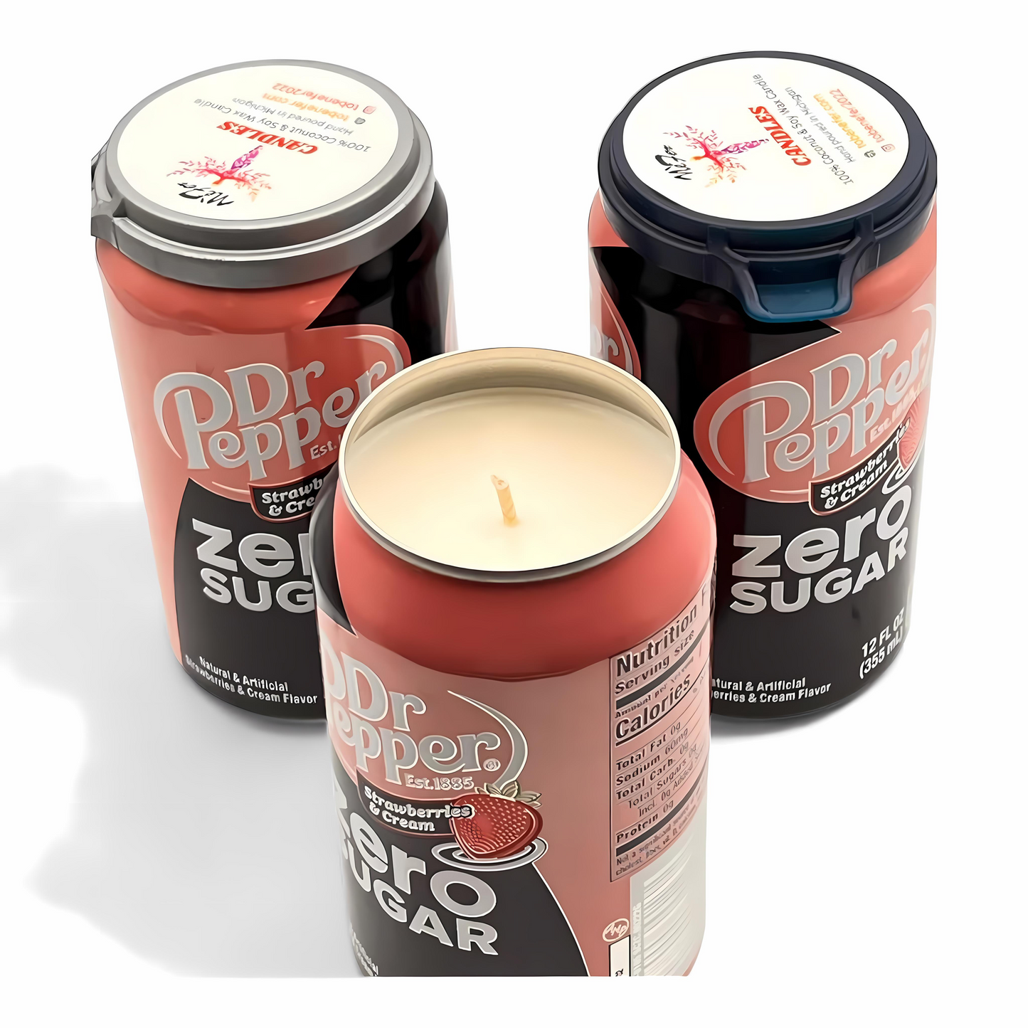 Dr Pepper Strawberries & Cream Zero Sugar Candle | Hand Poured Soda Can Candle | 12 oz Soda Themed