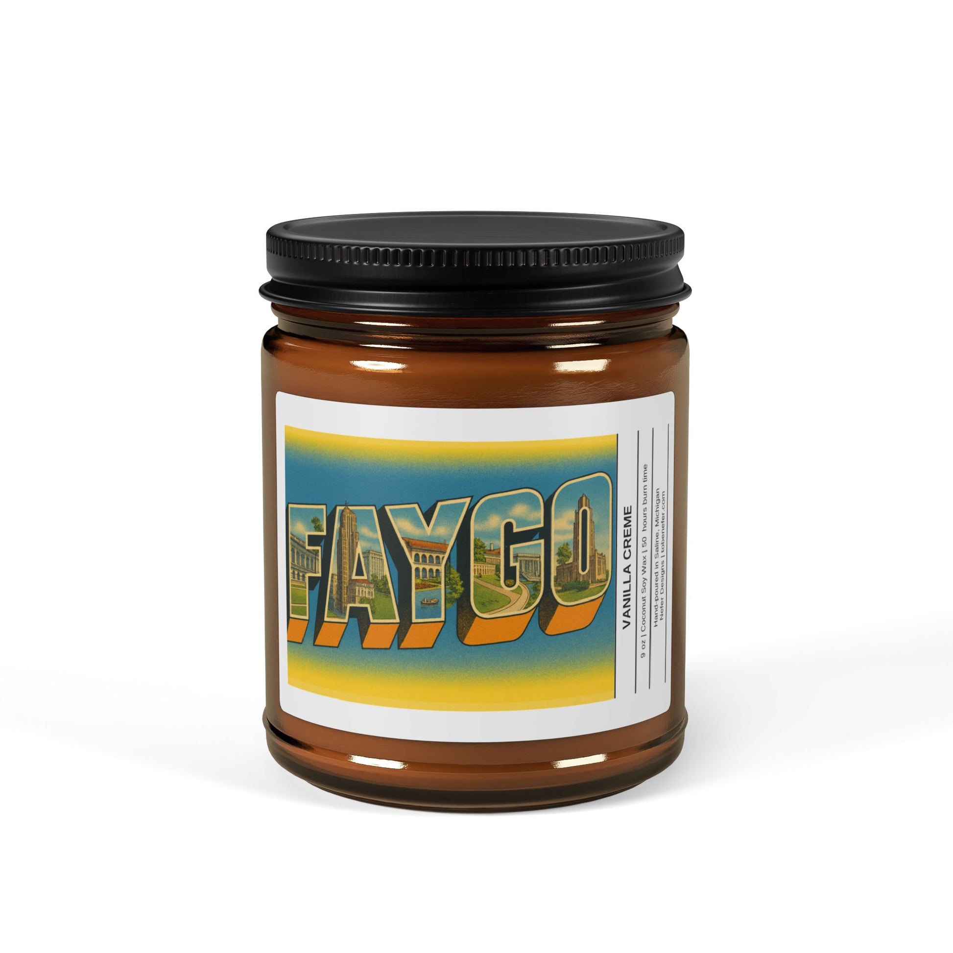 Faygo branded candle jar on a white background