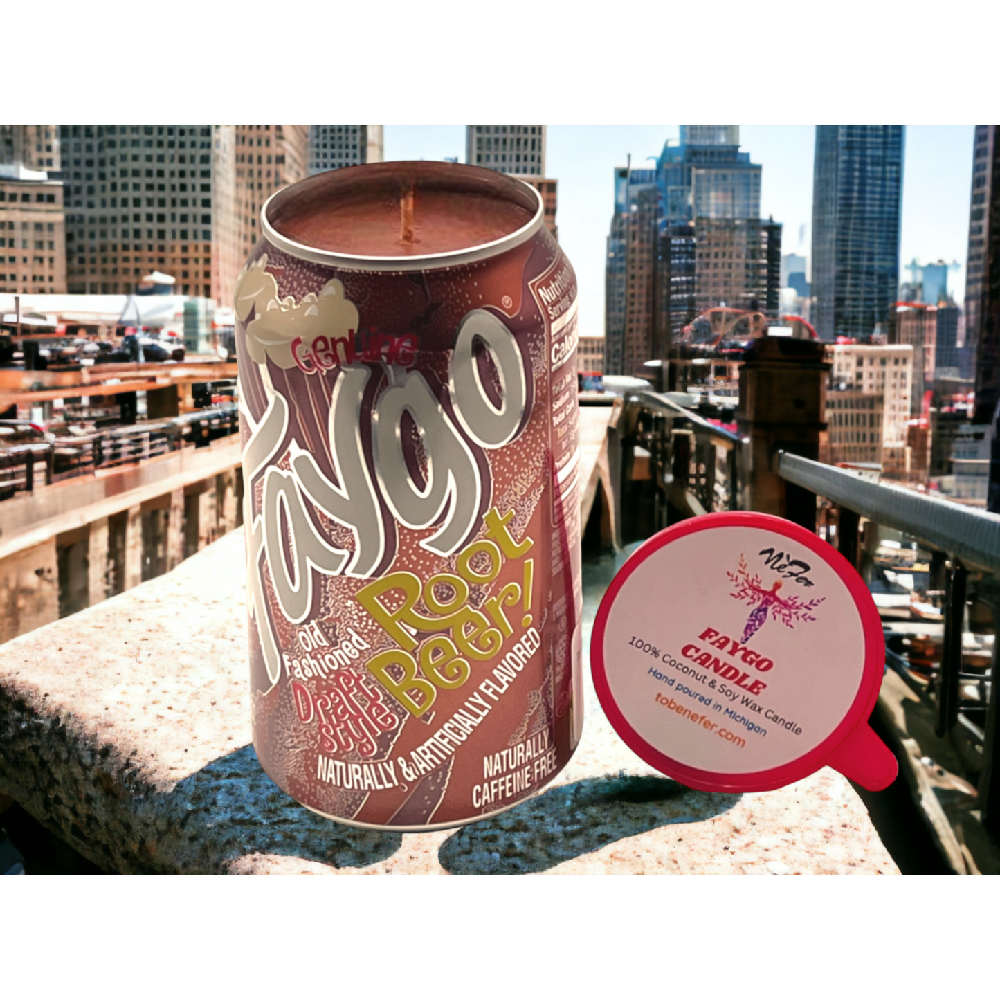 Faygo Root Beer Candle | 12 oz Can