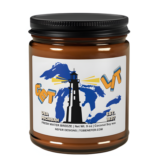 Michigan Fresh Water Breeze soy candle - 9 oz coconut wax, Great Lakes scent