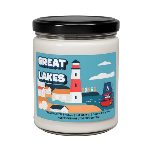 "Great Lakes Fresh Water Breeze Candle | Coconut Soy Wax | 9 oz | Michigan, Ohio, Ontario