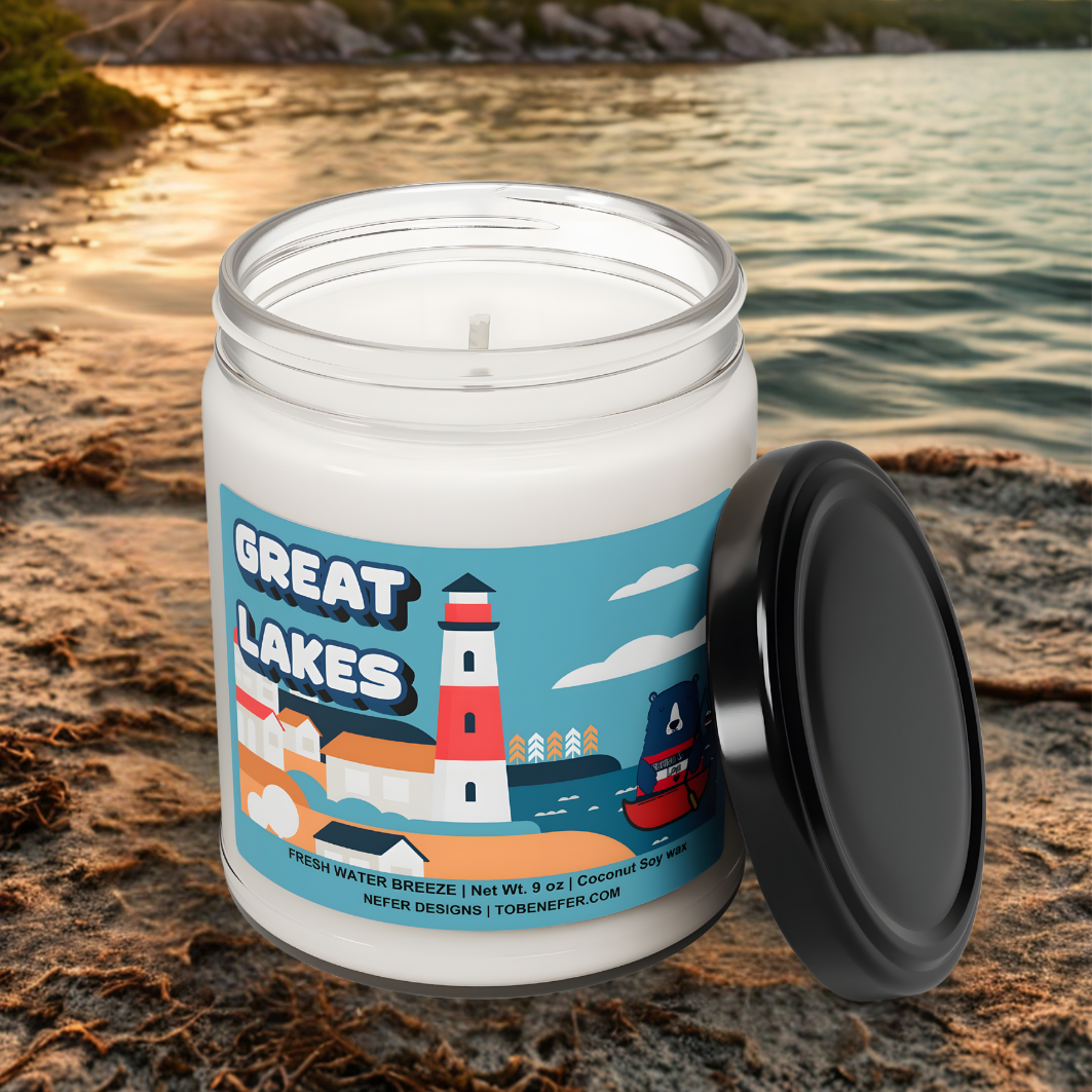 Fresh Water Breeze candle by Great Lakes - eco-friendly coconut soy wax, handmade for lake homes.