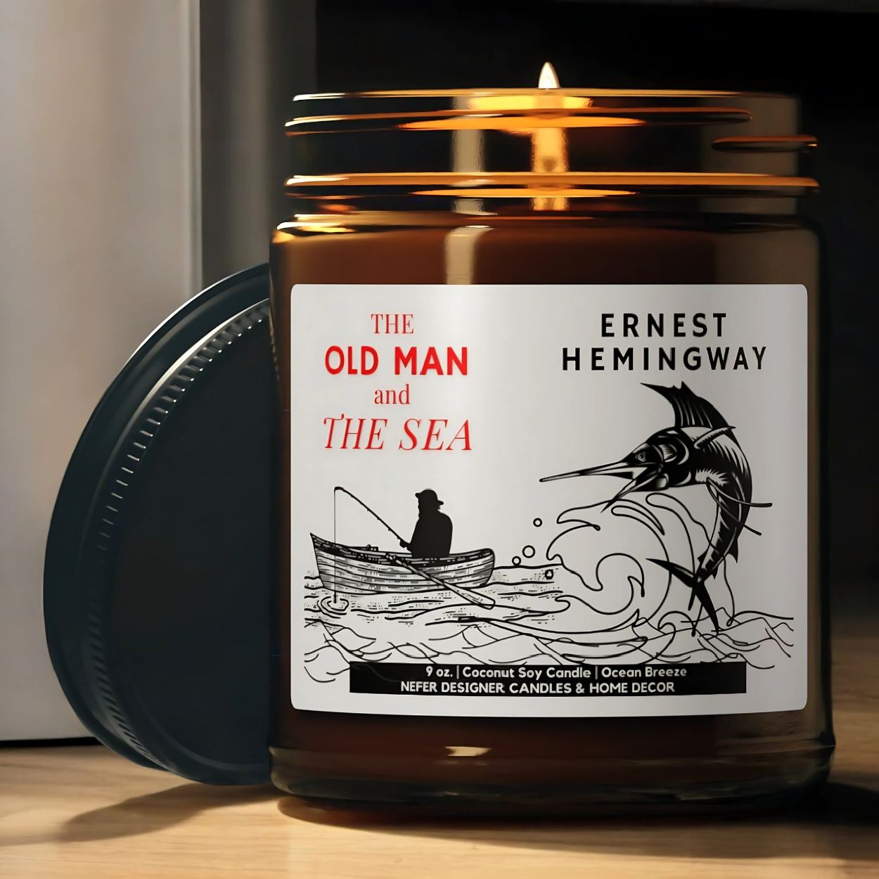 The Oldman and the sea Hemingway book candle 