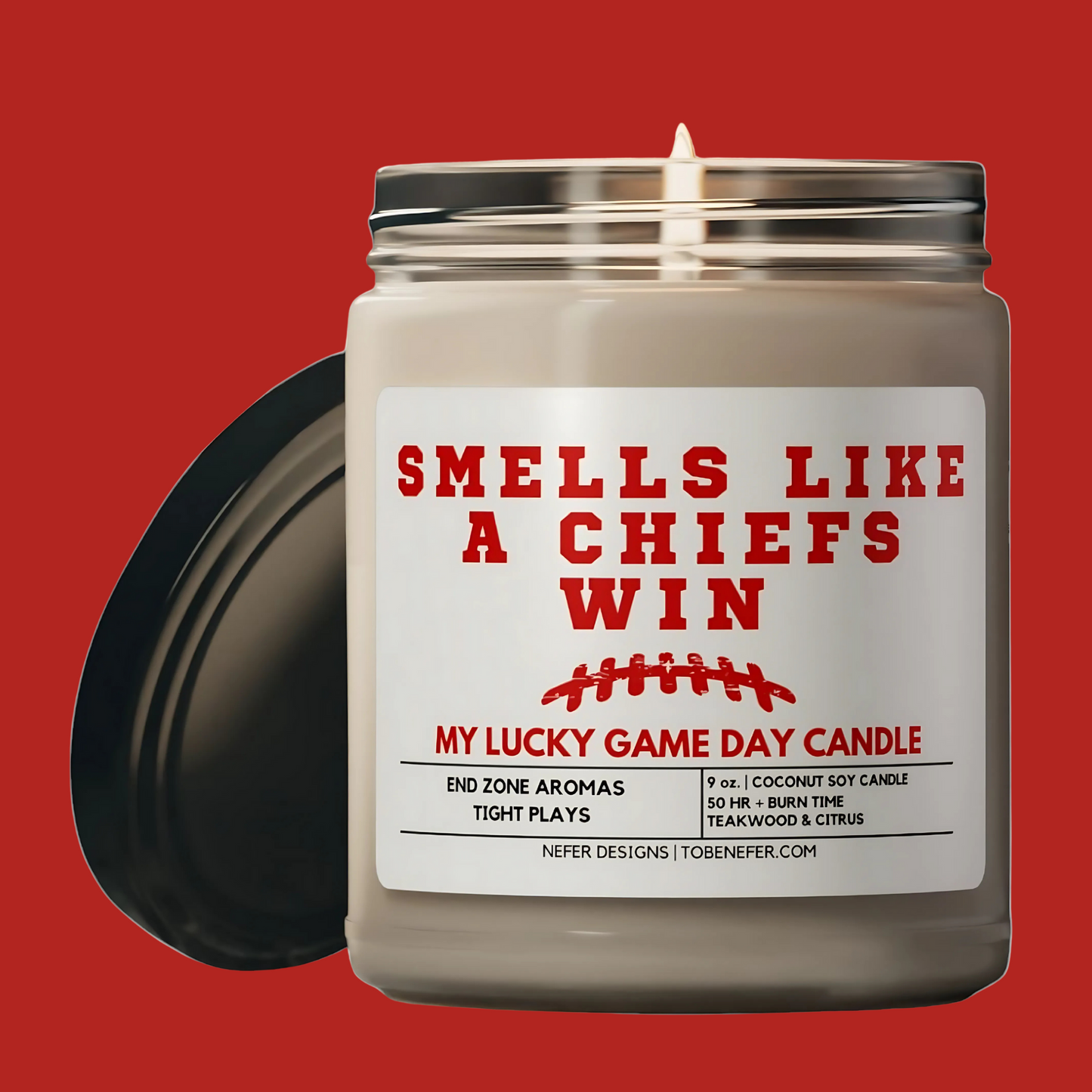 Smells like a chiefs win Kansas football candle 3