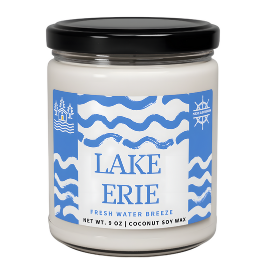 Lake Erie Wave Candle - Fresh Water Breeze Scented Coconut Soy Wax Candle (9 oz).
