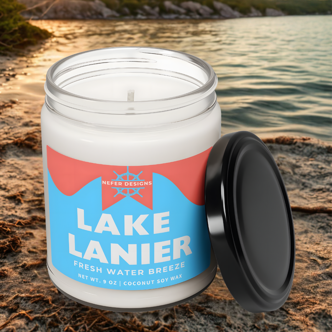 Hand-Poured Lake Lanier Candle – Fresh Water Breeze Scent with Coconut Soy Wax