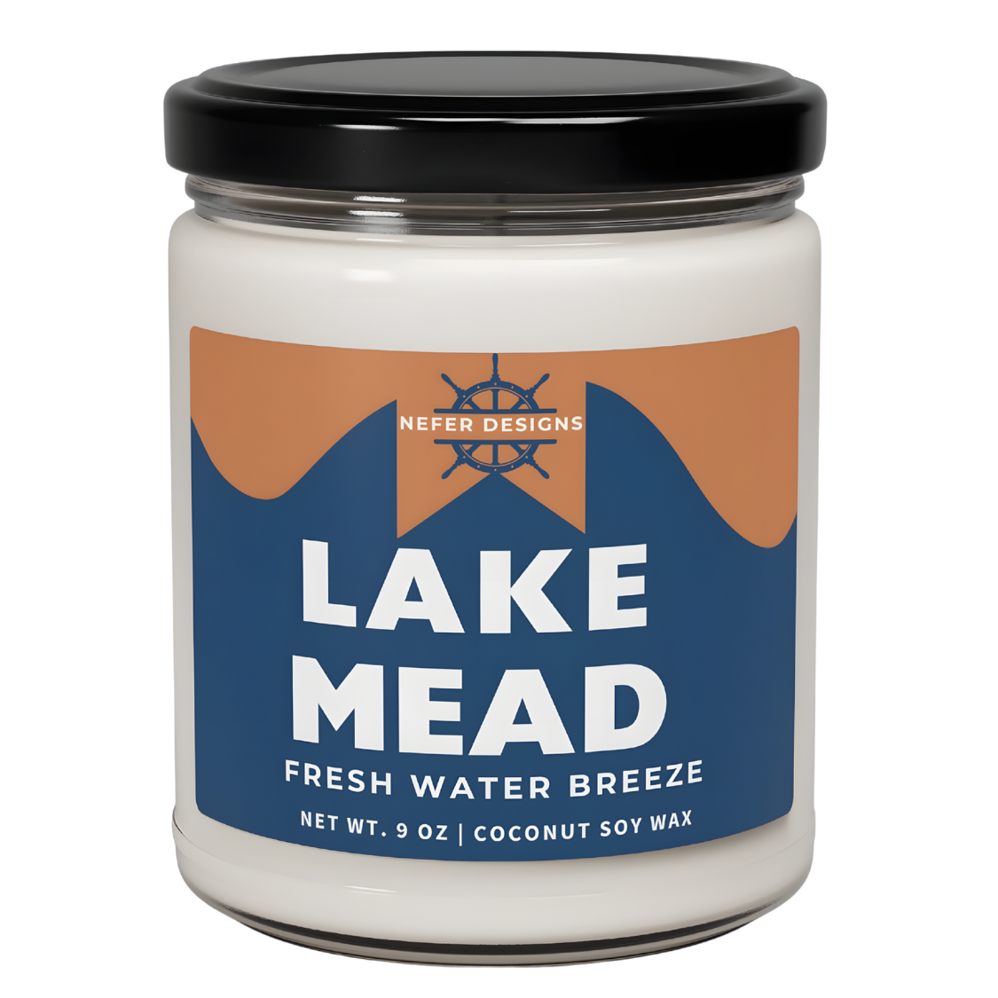 Lake Mead Fresh Water Breeze Soy Candle by Nefer Designs – Coconut Soy Wax, 9 oz.