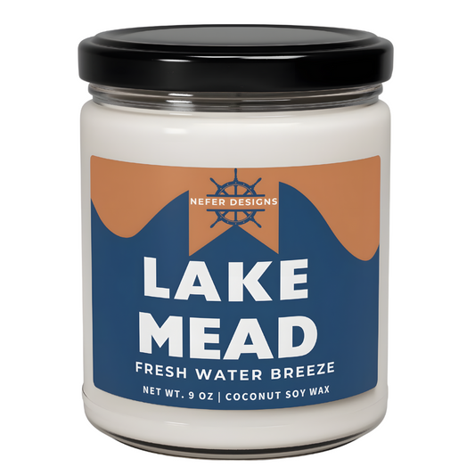 Lake Mead Fresh Water Breeze Soy Candle by Nefer Designs – Coconut Soy Wax, 9 oz.
