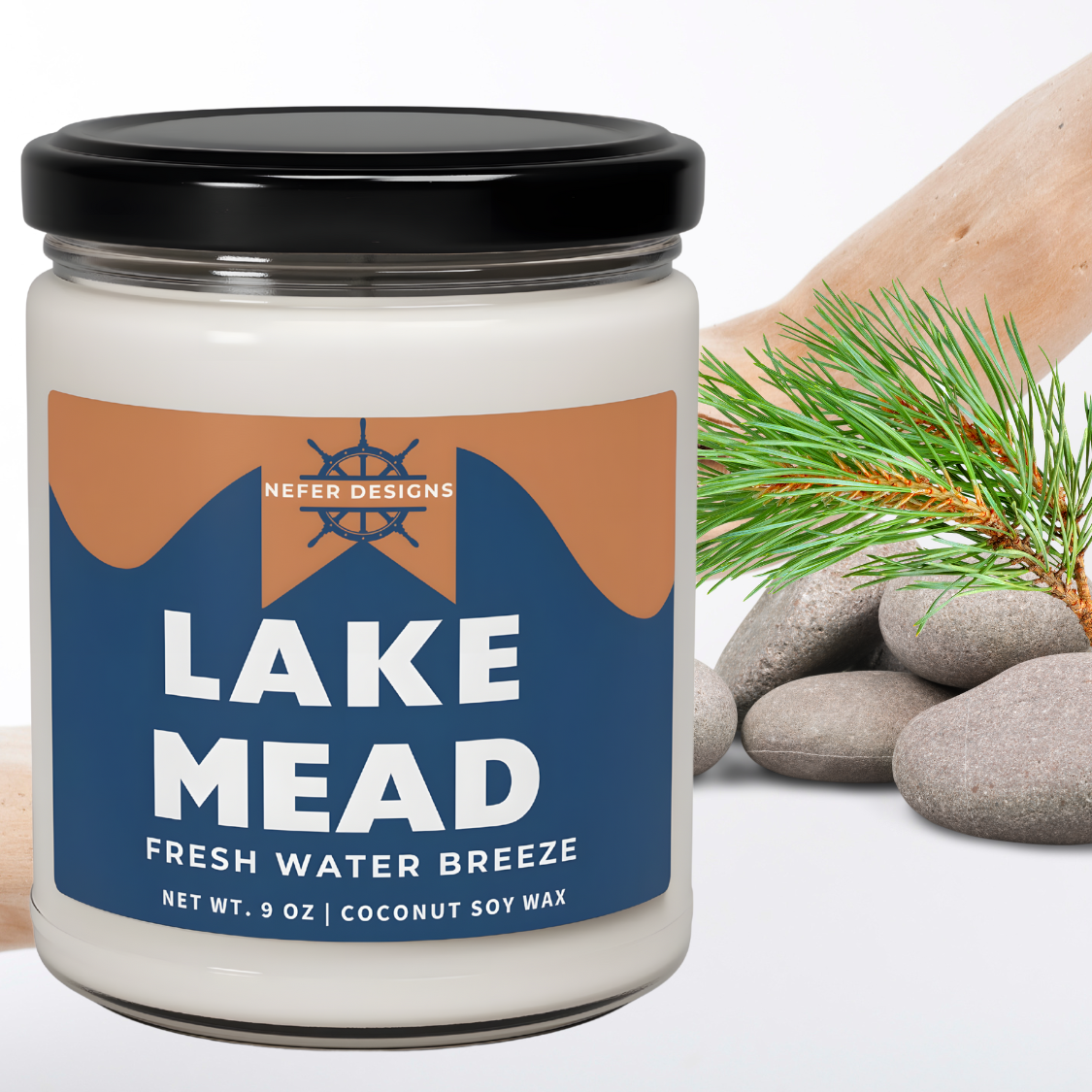 Aromatic Lake Mead Scented Candle – Fresh Water Breeze Fragrance in Eco-Friendly Coconut Soy Wax