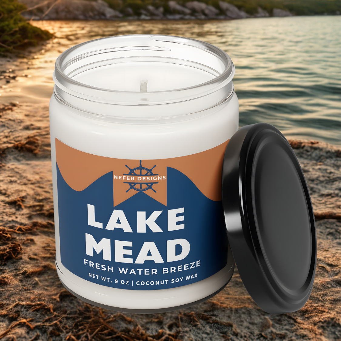 Nefer Designs Lake Mead Candle – Nature-Inspired Fresh Water Breeze Scent for Home Relaxation