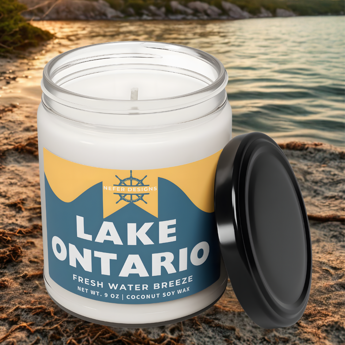 Great Lakes Collection: Lake Ontario Breeze Candle - 9 oz Natural Soy Wax
