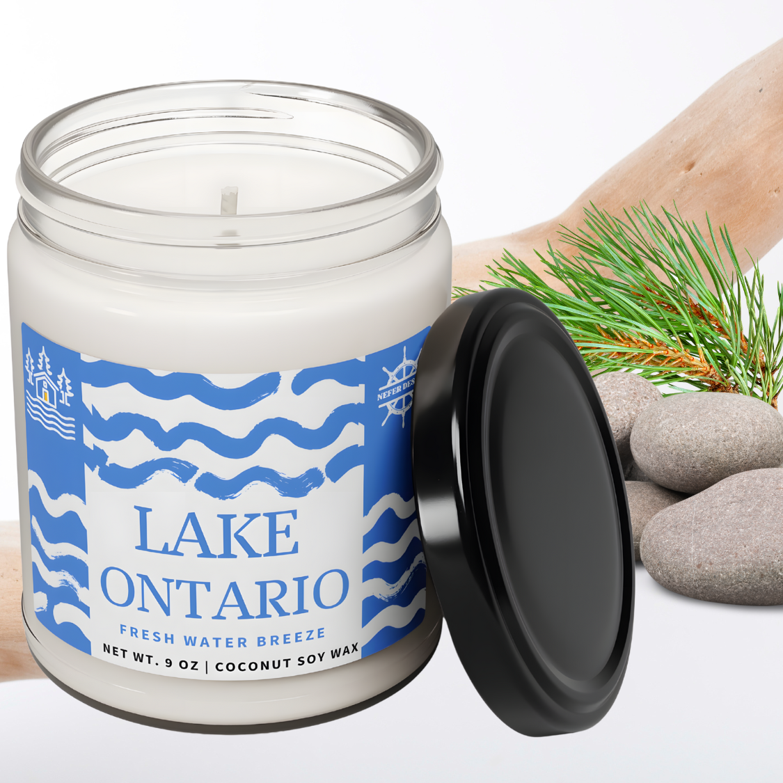 Blue Wave Lake Ontario Soy Candle – 9 oz, Clean-Burning & Handmade
