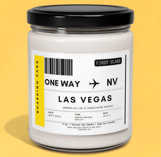 Nevada Las Vegas Boarding Pass Candle