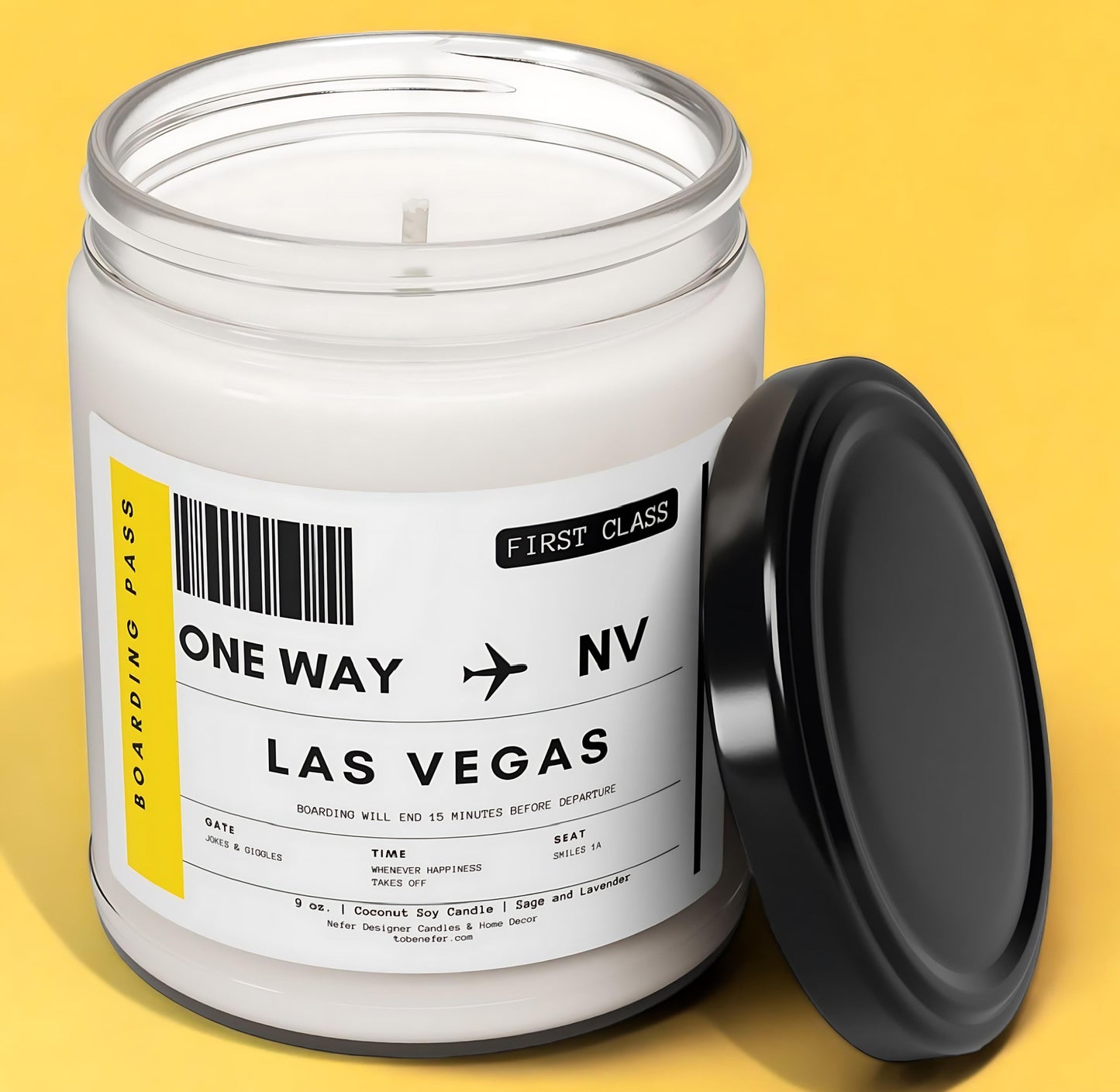 Nevada Las Vegas Boarding Pass Candle