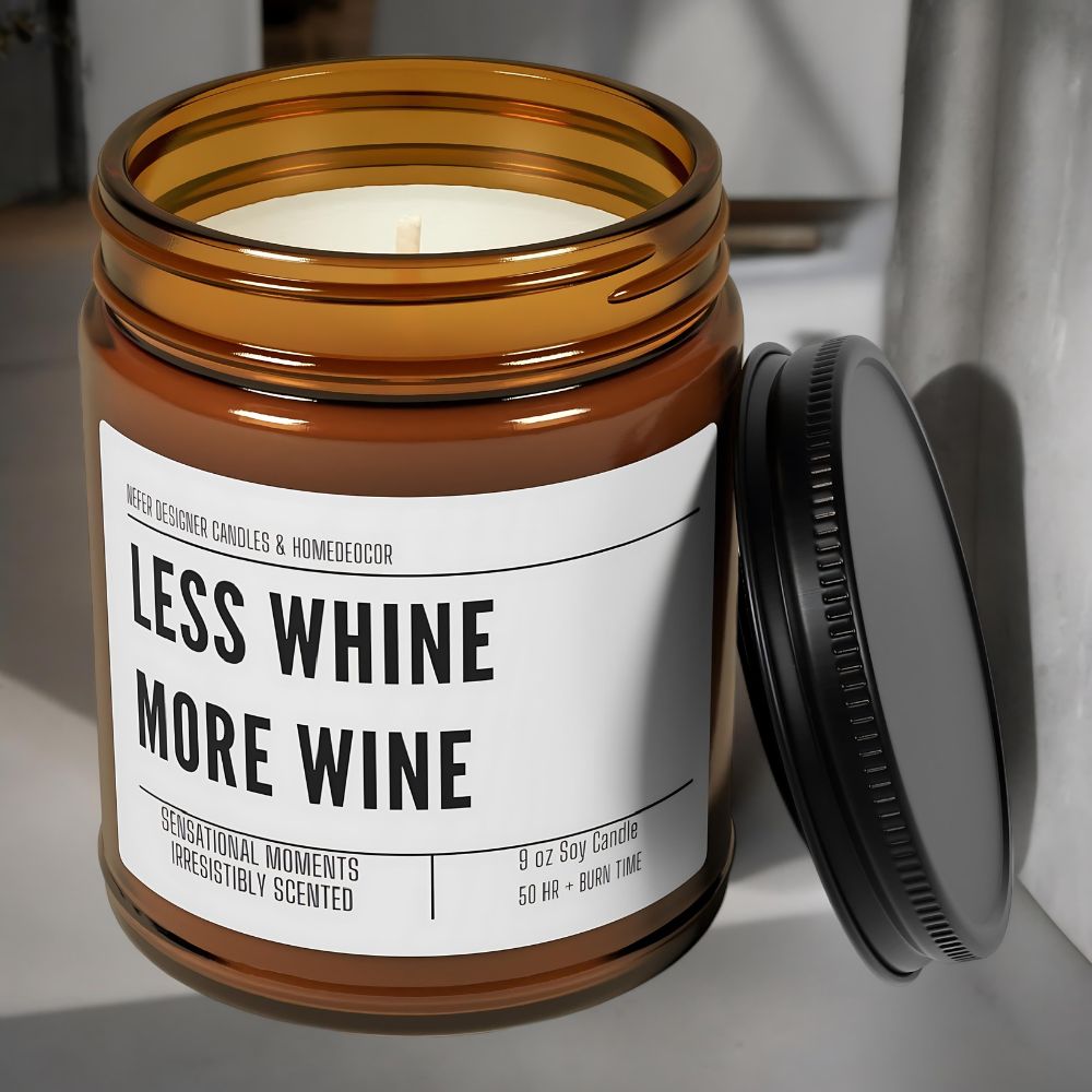 Less Whine More Wine Candle 