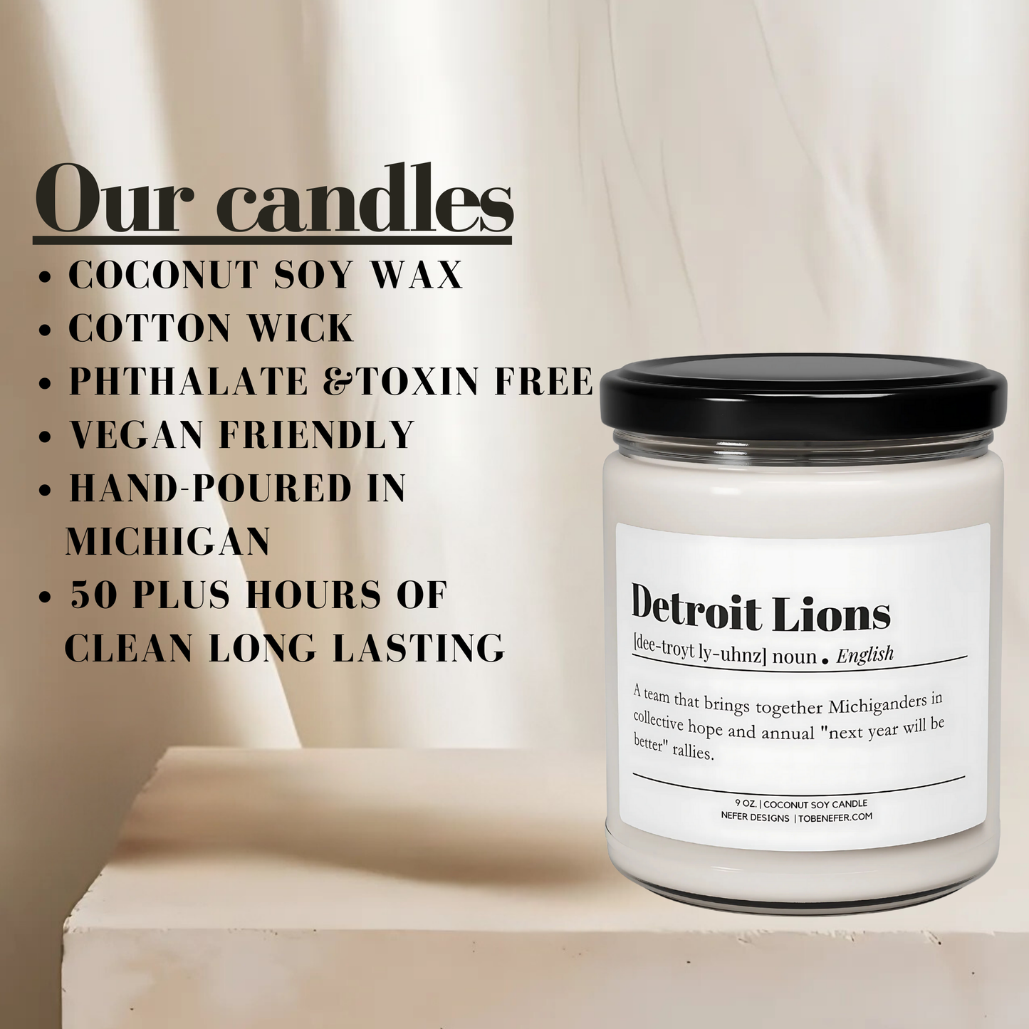 Detroit Lions | Dictionary Definition Candle