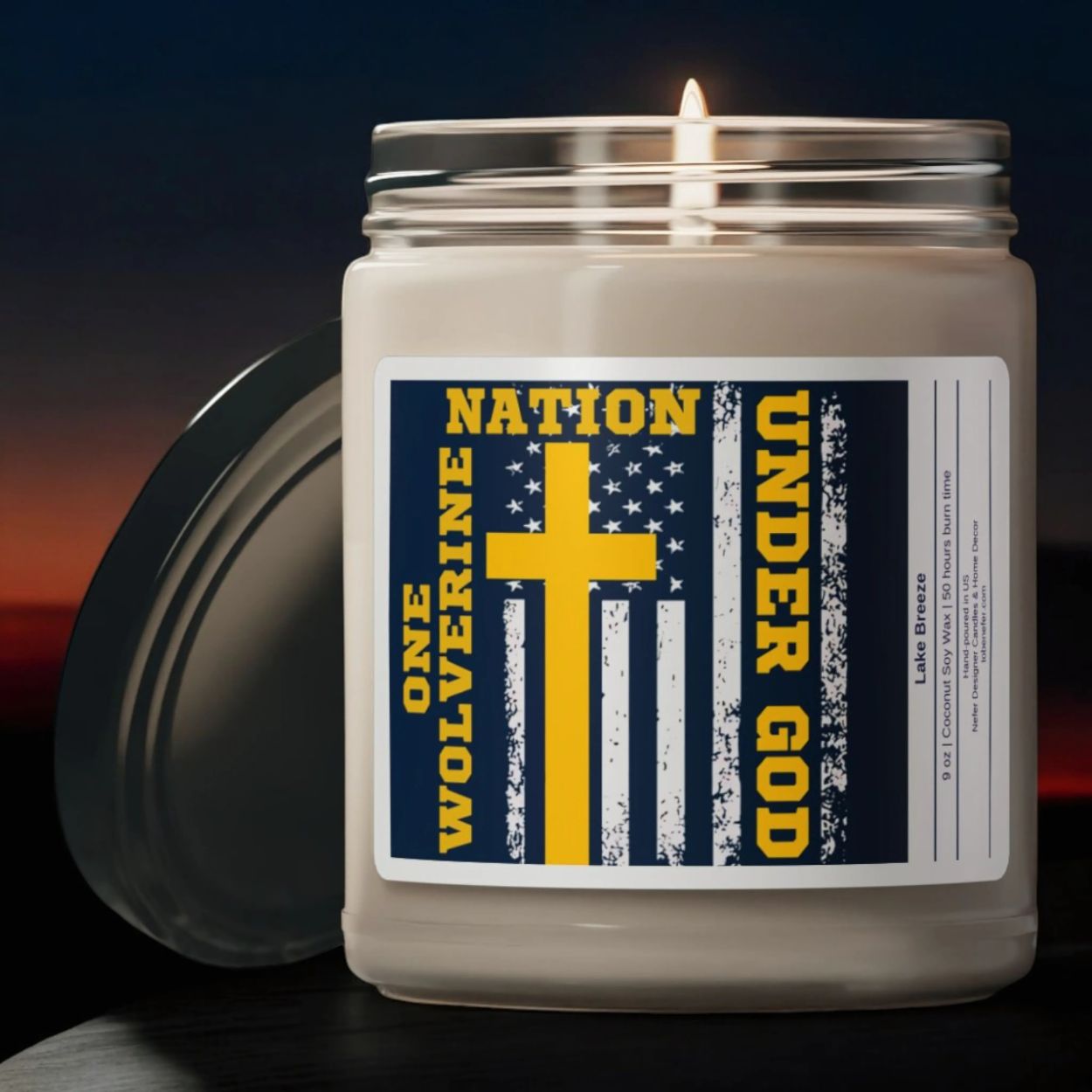 One Wolverine Nation Under God - Michigan Lucky Game Day Candle