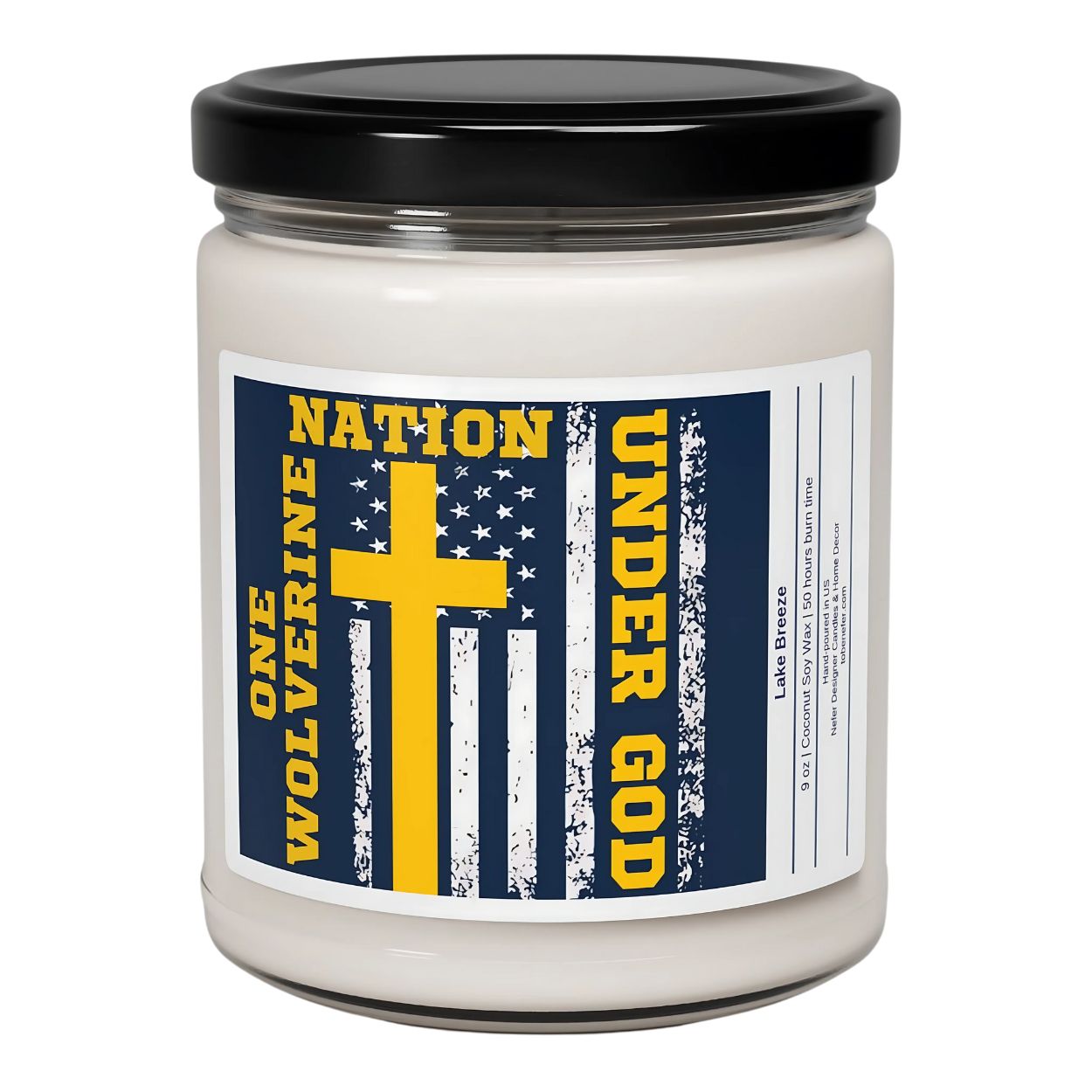 One Wolverine Nation Under God - Michigan Lucky Game Day Candle