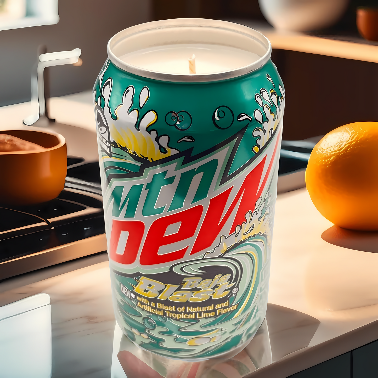 Baja Blast Mountain Dew Candle | Hand Poured Soda Can Candle | 12 oz Soda Themed