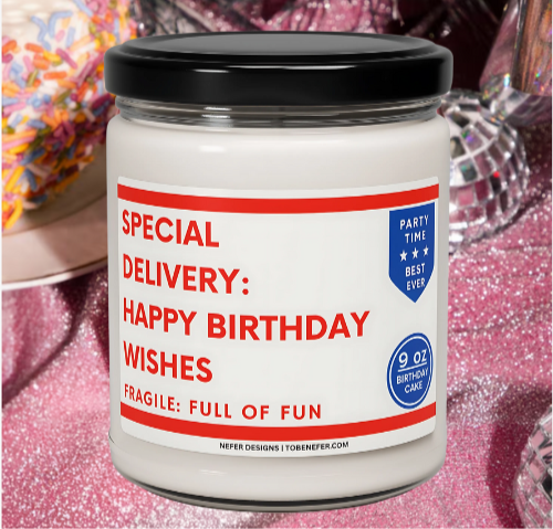 Birthday gift candle that looks like a mail delivery – unique and playful design