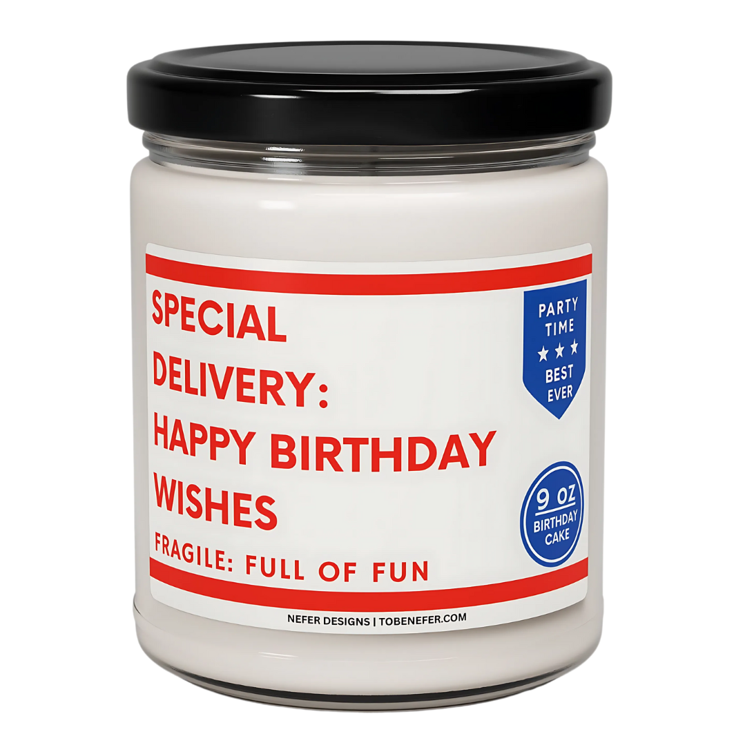 Priority Mail Birthday Candle in gift-ready packaging, perfect for celebration gifts