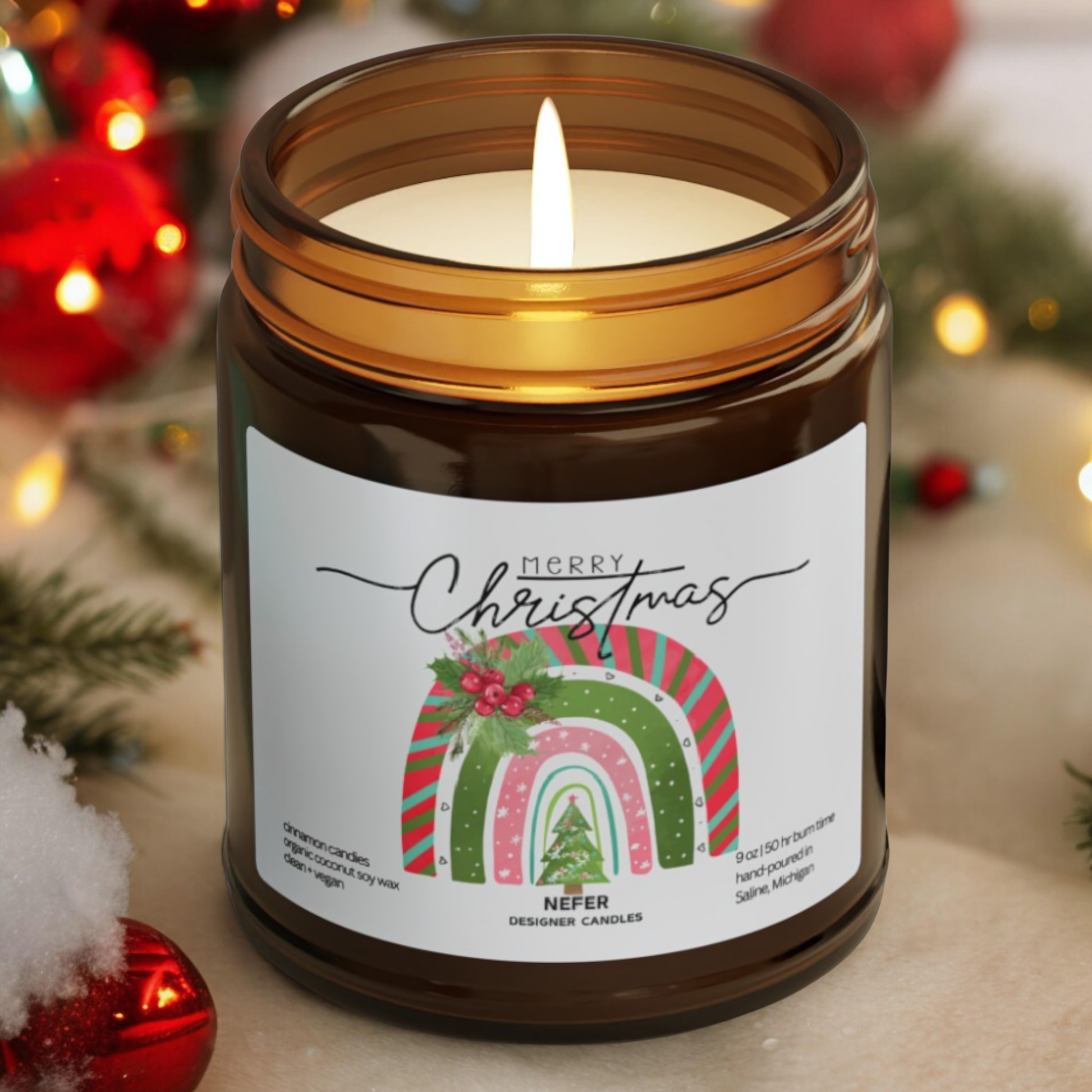 Rainbow Boho Christmas Candle