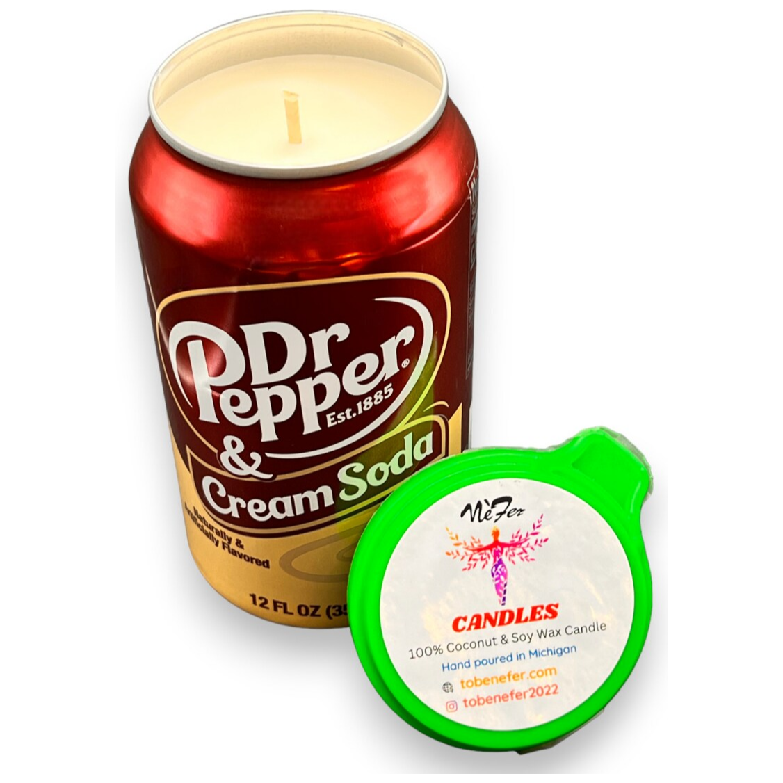 Dr Pepper Creme Soda Candle | Hand Poured Soda Can Candle | 12 oz Soda-Themed