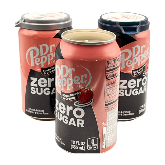 Dr Pepper Zero Sugar Strawberries & Creme Candle | Hand Poured Soda Can Candle | 12 oz Soda-Themed