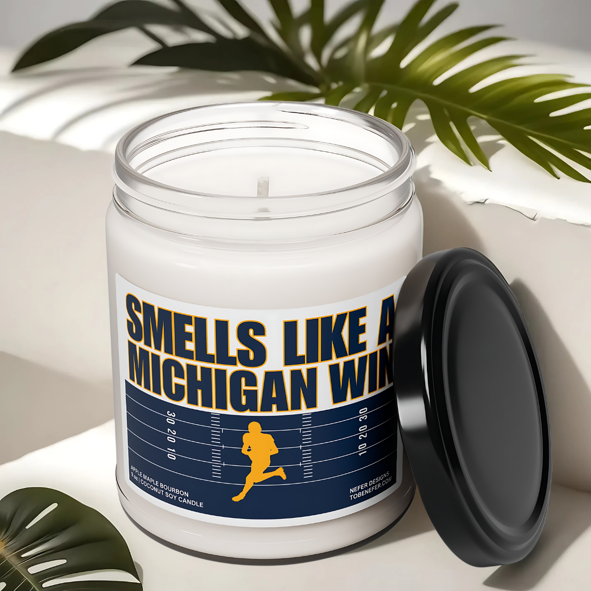  Smells Like a Wolverines Win Candle – University of Michigan Game Day Candle in Maize and Blue, Perfect for Fans, Tailgates, and Gifts.