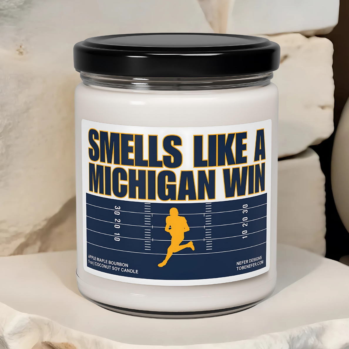  Smells Like a Wolverines Win Candle – University of Michigan Game Day Candle in Maize and Blue, Perfect for Fans, Tailgates, and Gifts.