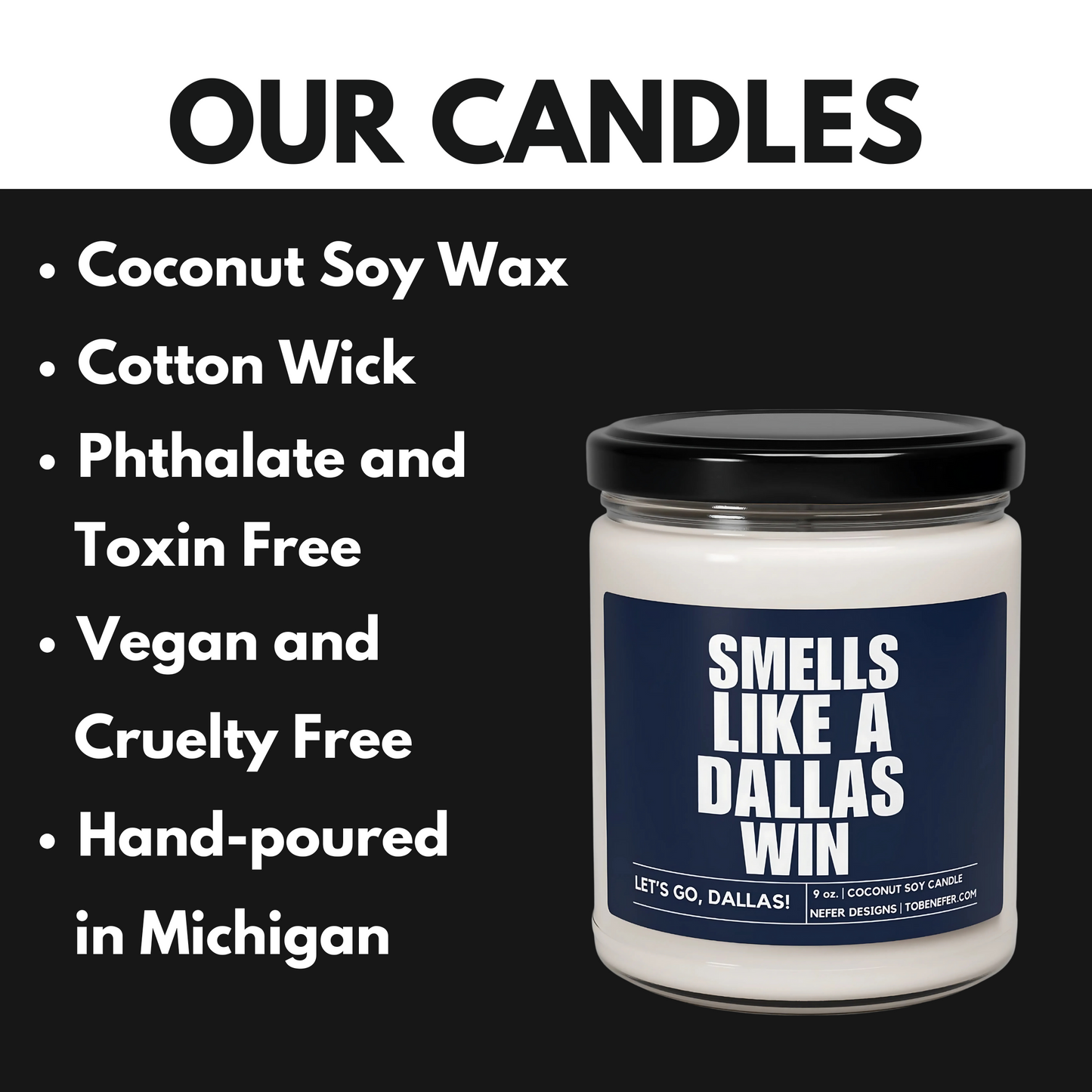 Dallas Cowboys sports fan candle gift 