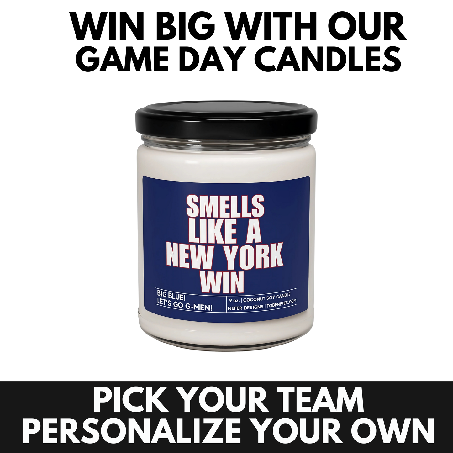 Smells Like a New York Giants Win | Lucky Game Day Sports Themed Soy Candle