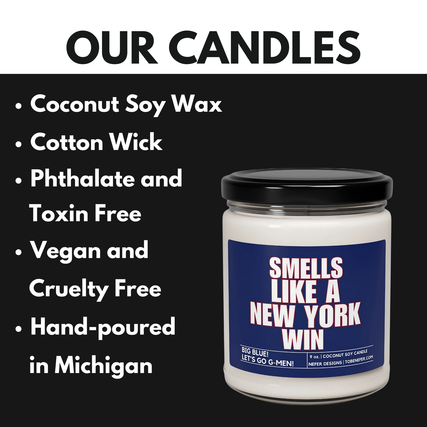 Smells Like a New York Giants Win | Lucky Game Day Sports Themed Soy Candle