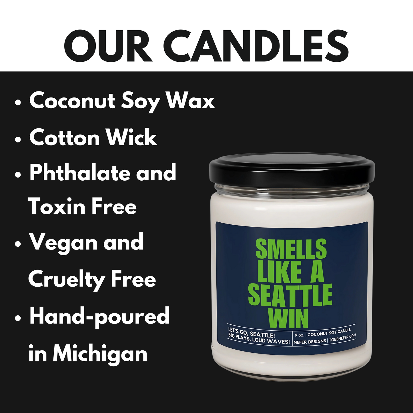 SeaHawks Football themed Candle Gift 