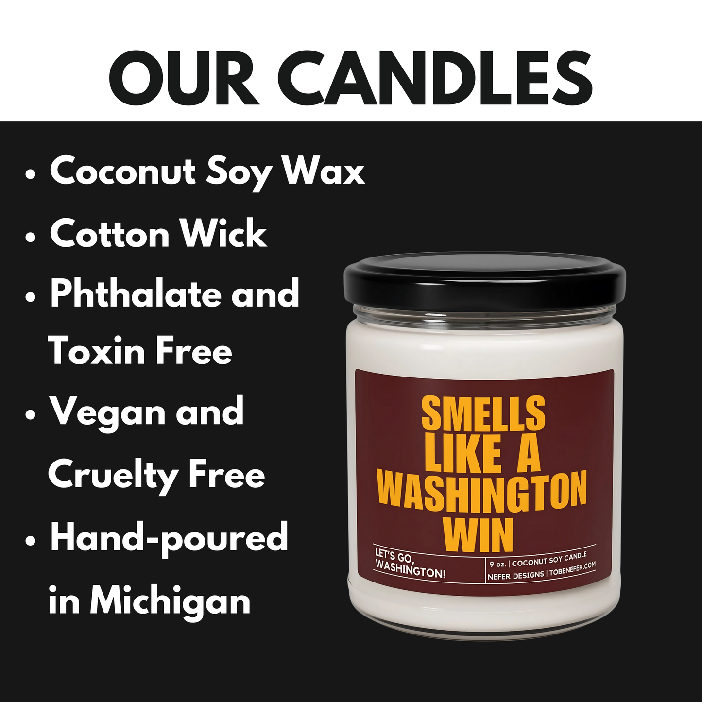 Washing DC football themed candle gift 