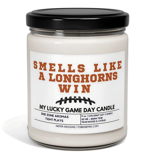 Smellslikealonghornsmyluckygamedaycandle1