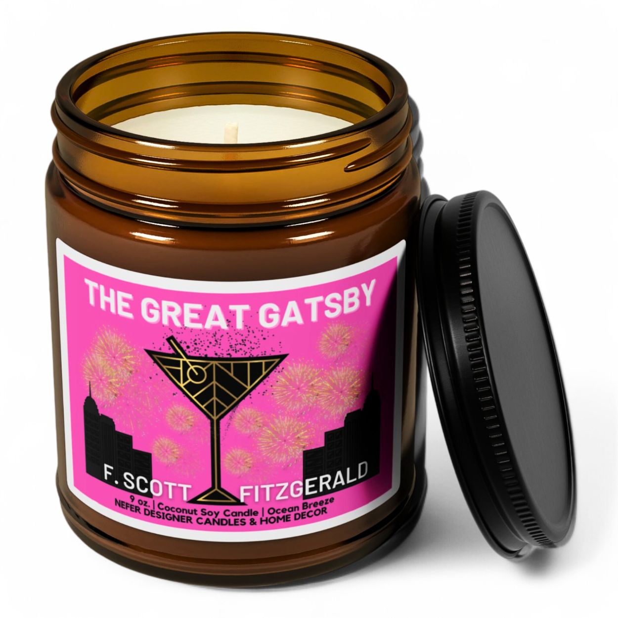 The Great Gatsby Scott Fitzgerald Book Candle | Bookish Gift for Readers