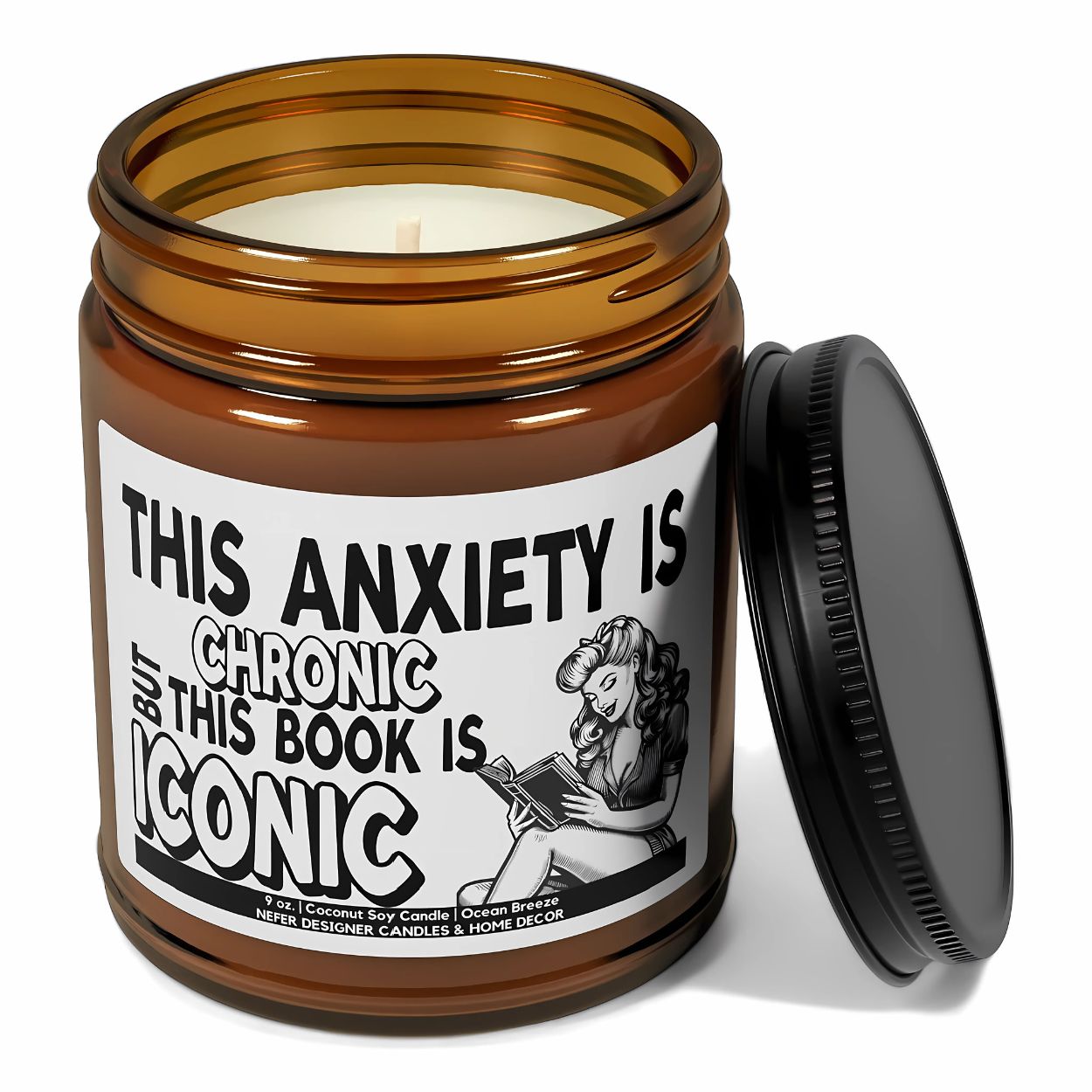 This Anxiety is Chronic but This Book is Iconic Candle | Bookish Gift for Readers