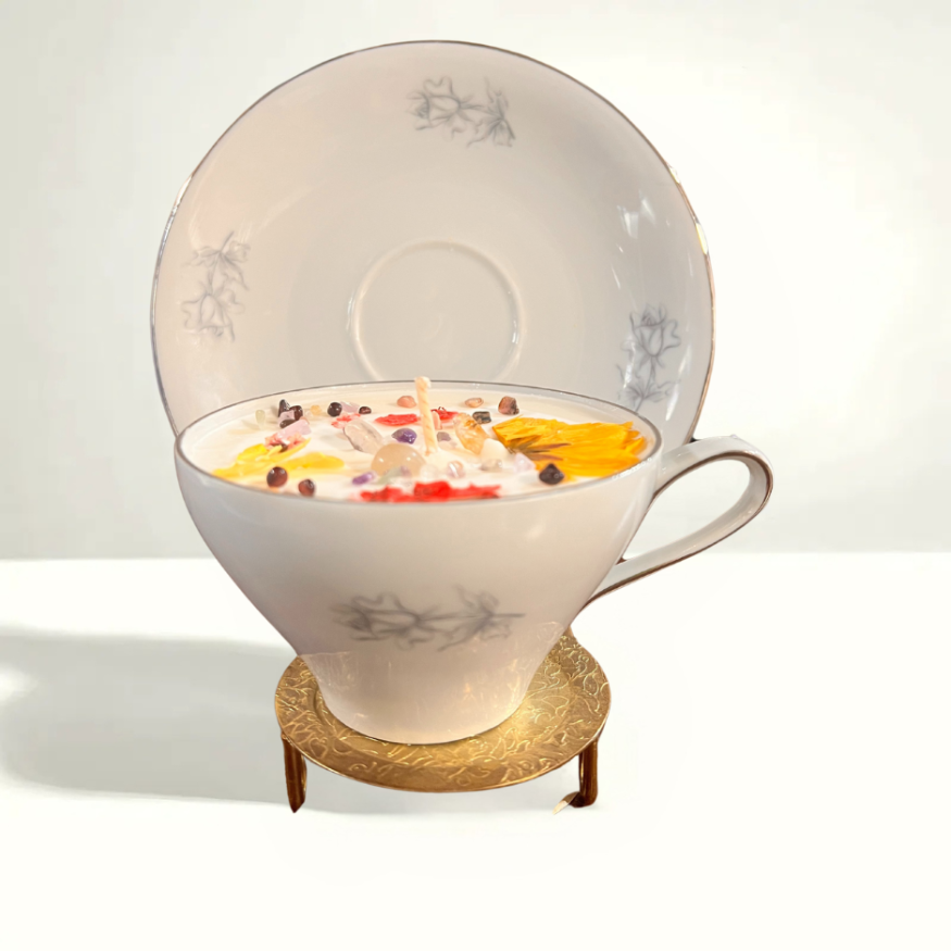 Winterling Bavaria 'Silver Grey Roses' teacup with hand-painted roses in grey tones and silver trim, produced in Bavaria, Germany, in the 1970s.