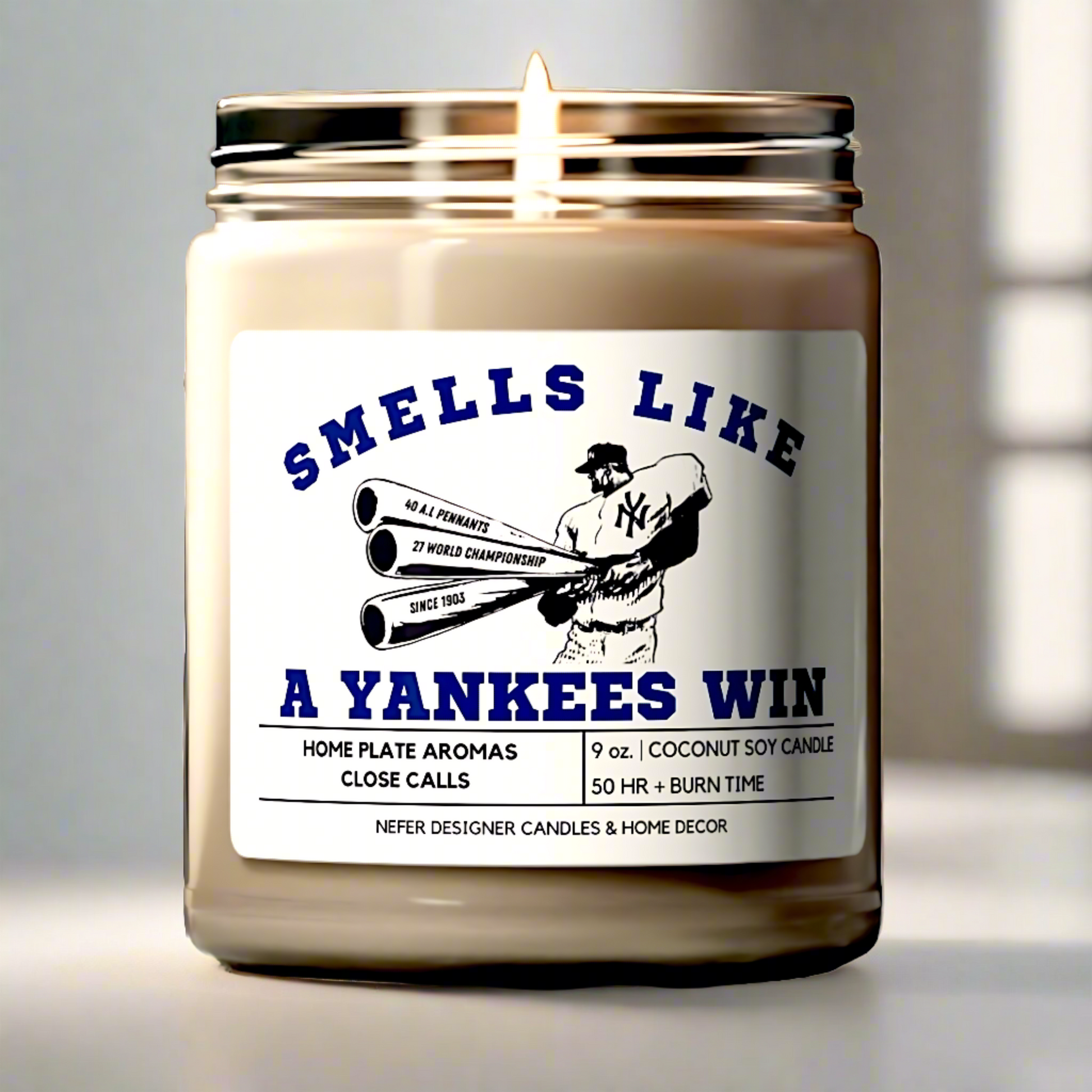 NY Yankees MLB Baseball Candle 