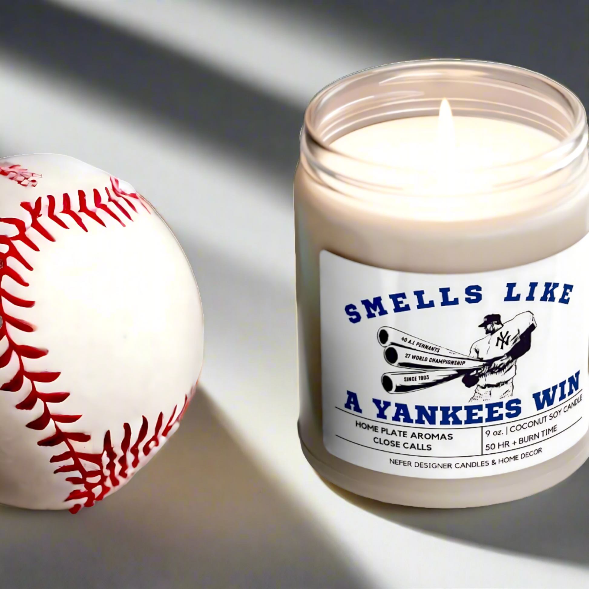 NY Yankees MLB Baseball Candle 