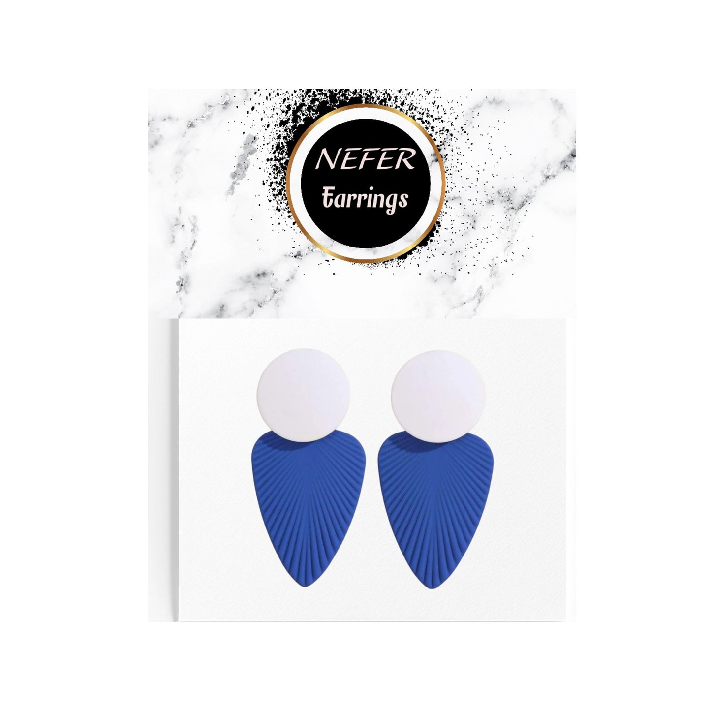 Tropical Leaf Desing Drop Earring | White Blue | Zinc Alloy | Lightweight Earrings