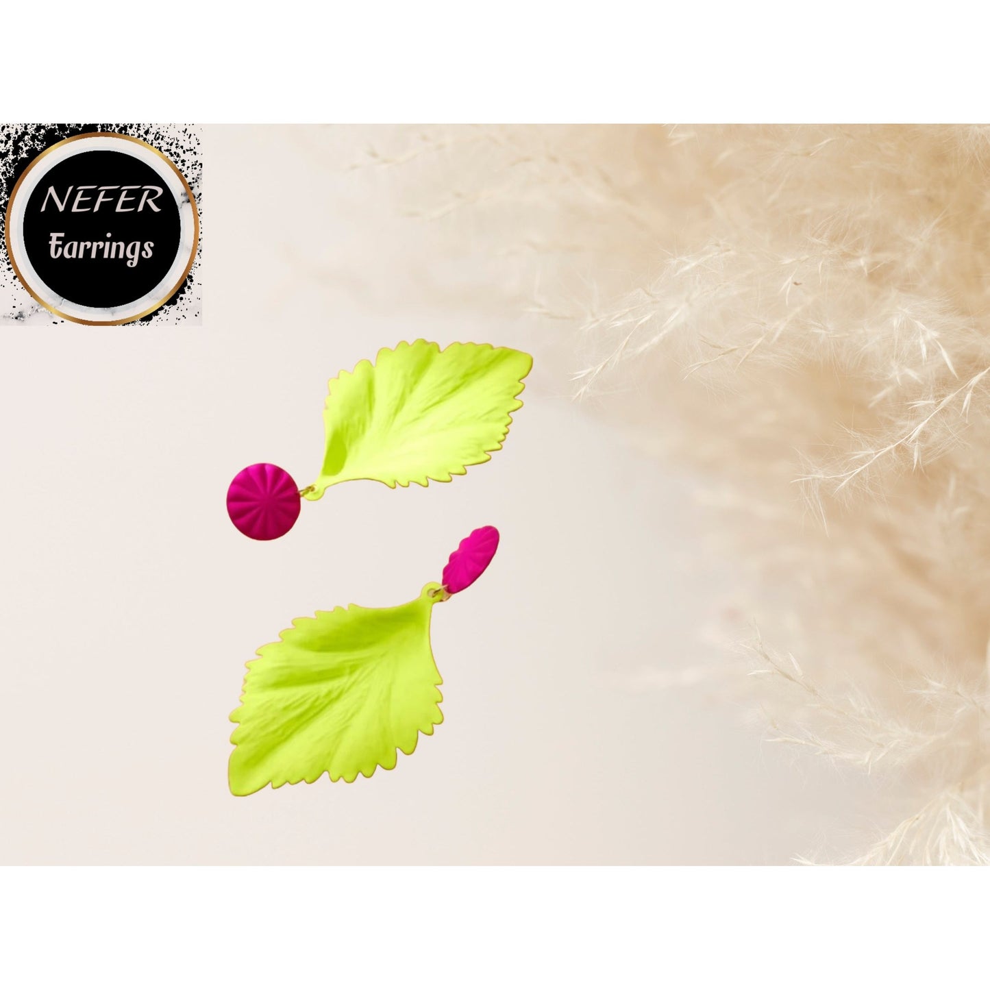 Leaf Design Drop Earrings Vivid Green | Funky Lightweight Earrings