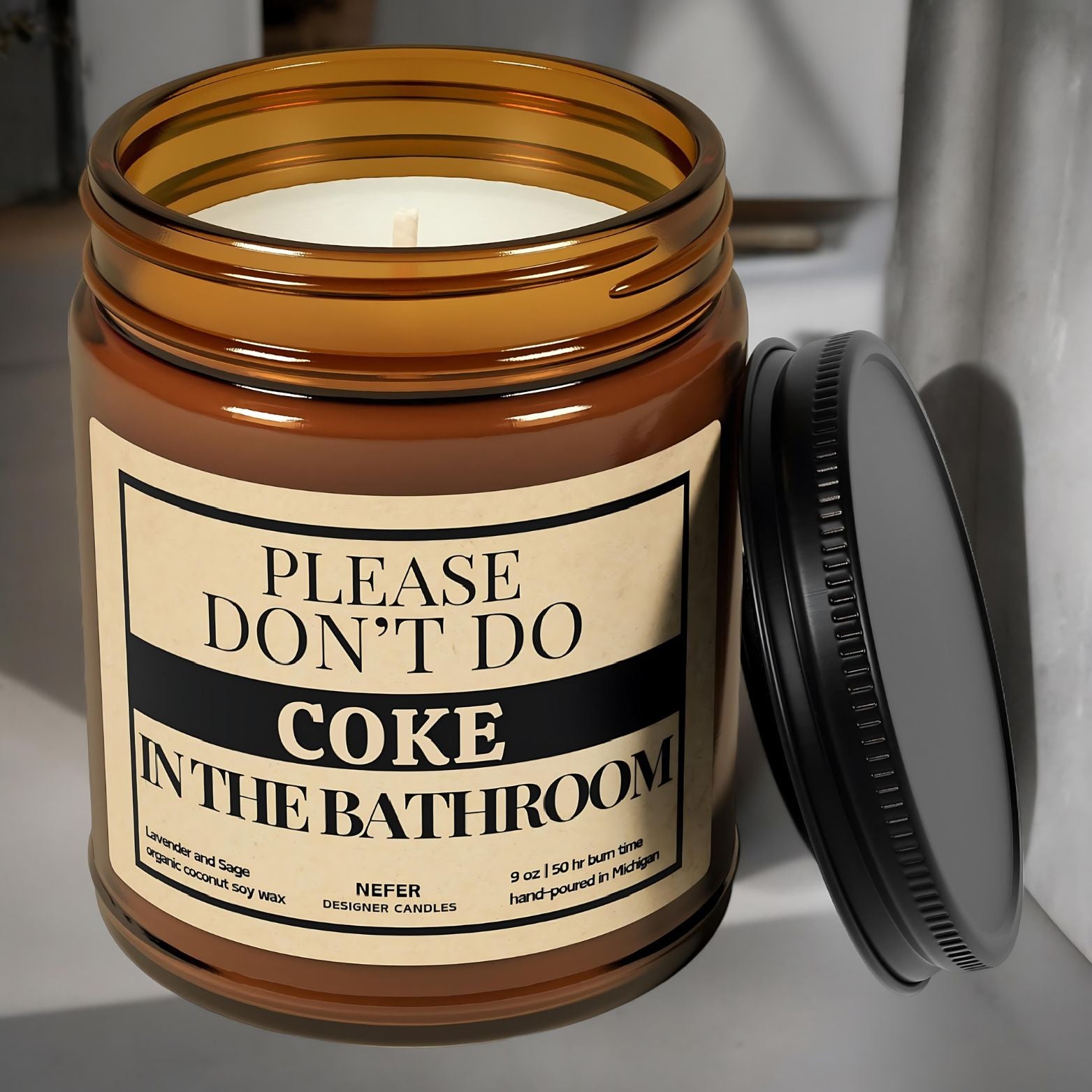 Please Do not Do Coke in the Bathroom candle 