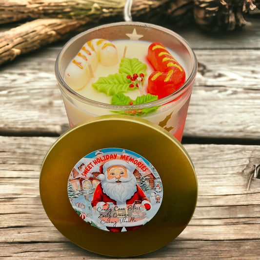 Sweet Holiday Memories | Candy Cane Bliss, Zesty Orange & Creamy Vanilla Candle